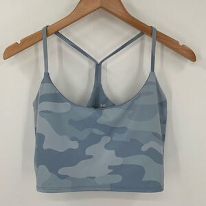 Glyder Pure Sports Bra French Blue Camo Wicking Quick Dry Women Large‎